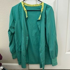 Hospital green scrub jacket, size small